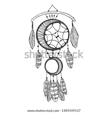 Dreamcatcher. Vector graphic illustration on white isolated background