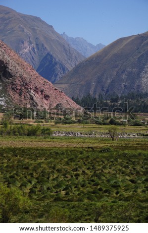 View of the Sacred Valley of the Incas in Urubamba in Cusco-PERU