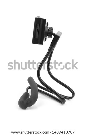 mobile phone holder on neck isolated wihte background