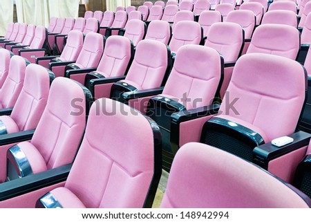 Empty hall for presentation with armchairs