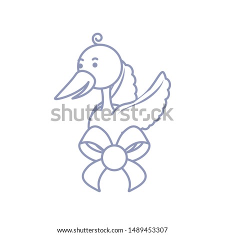 cute stork animal with bow ribbon