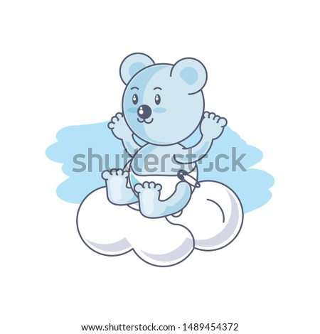 cute bear baby animal and cloud