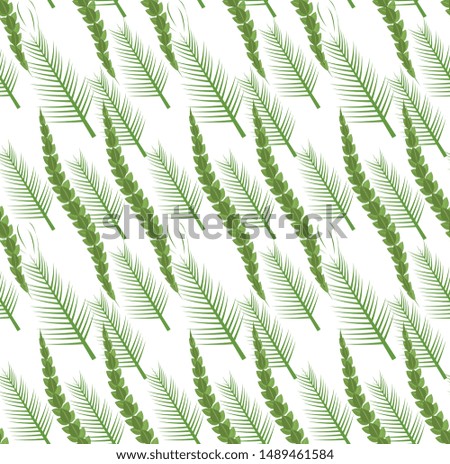 Grass plants seamless pattern. Sukkot green repeating, endless background. Vector illustration