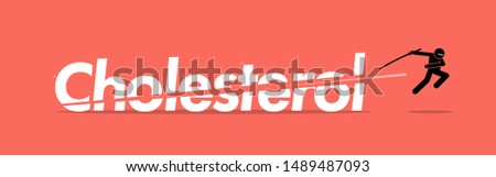 Cutting cholesterol for healthy lifestyle. Vector artwork concept of healthy diet, manage cholesterol level, and reduce risk of heart disease. Royalty-Free Stock Photo #1489487093