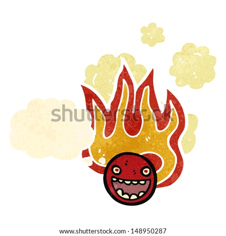 retro cartoon burning face symbol