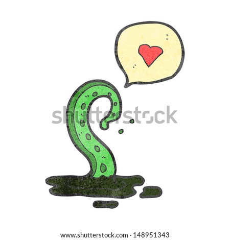 retro cartoon tentacle with love heart