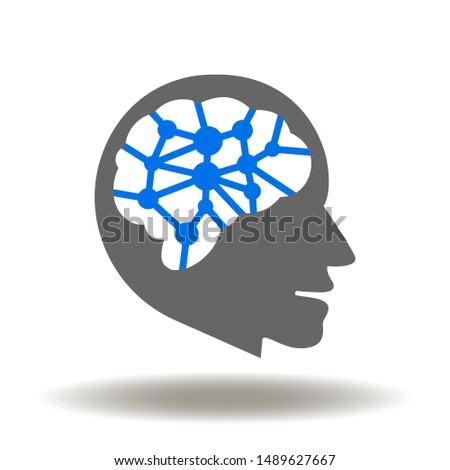 Psychiatry and mental health logo. Head brain neurons icon vector. Nervous system symbol.