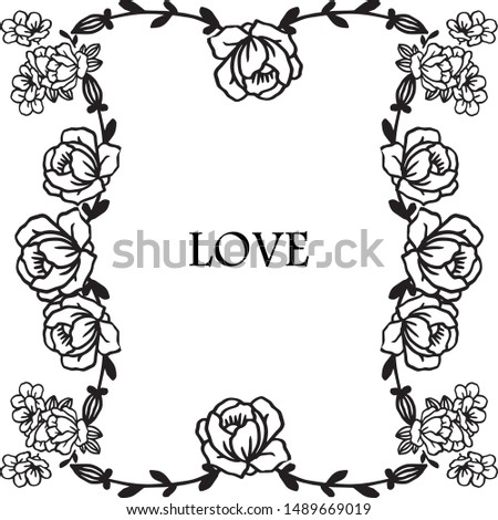Ornate of various card love with place for your text, elegant frame for drawing of leaf flower. Vector