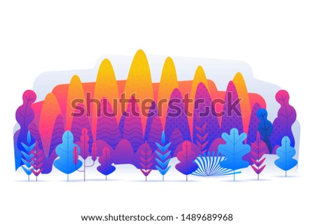 Fantasy leaves background. colorful gradient background. Blue fantasy tree color space vector illustration.