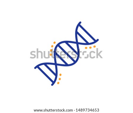 Laboratory analysis sign. Chemistry dna line icon. Chemical formula symbol. Colorful outline concept. Blue and orange thin line chemistry dna icon. Vector