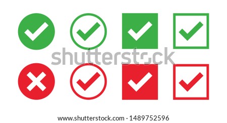 Checkmark cross on white background. Isolated vector sign symbol. Checkmark icon set. Checkmark right symbol tick sign. Flat vector icon. Test question. EPS 10 Royalty-Free Stock Photo #1489752596