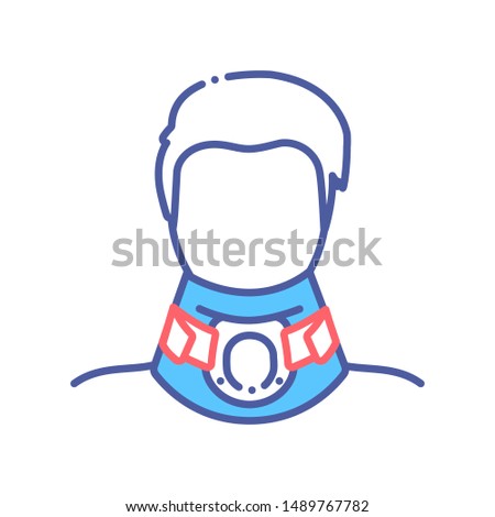 Orthopedic cervical neck collar line color icon.Traumatic head and neck injuries treatment. Sign for web page, mobile app, button, logo. Vector isolated button. Editable stroke.