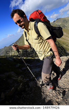 Alpine trekking in the Transylvanian Alps, Romania, Europe