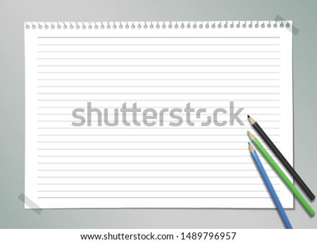 white notes and pencils for use as background images,It is suitable for various design with various note design. A3 frame size for background use