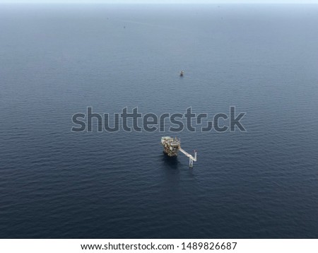 Aerial view of offshore living quarter platform or Offshore rigor Offshore oil and gas Accommodation Platform or Living Quarter and Production plant