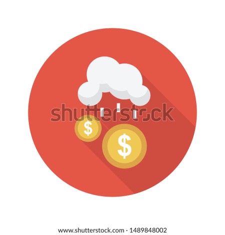dollar cloud glyph flat vector icon