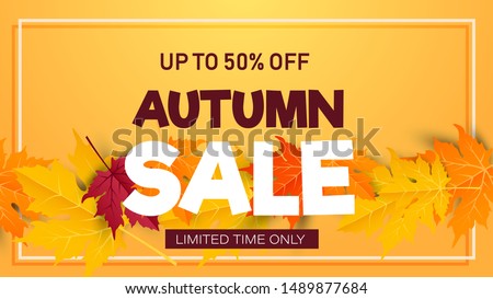 Autumn Sale background, banner, poster or flyer design. Vector illustration with bright beautiful leaves frame