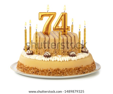 Festive cake with golden candles - Number 74