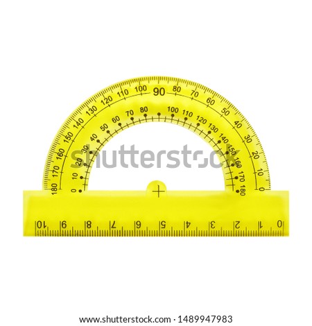 Science and education - Yellow protractor isolated on a white background.