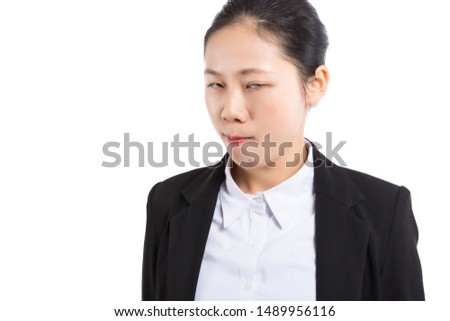 the beautiful office lady in white background