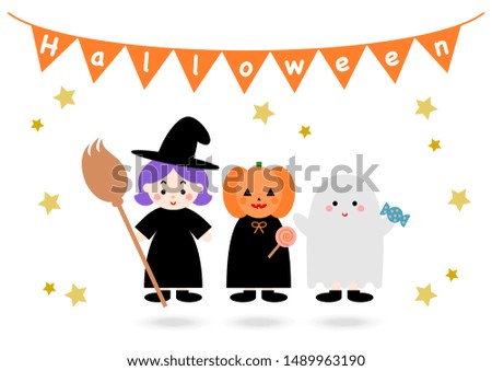 Happy Halloween. Vector illustration. witch, pumpkin, ghost.