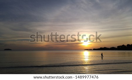 sunset on the beach in lonely moment