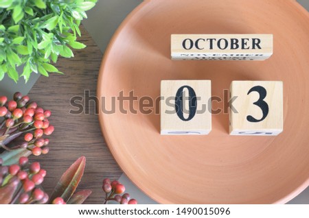 October month design with flower and earthenware, 3.