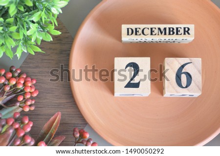 December month design with flower and earthenware, 26.