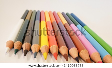 Colored pencils. A set colored pencils isolated on a white background. Copy space. Back to school