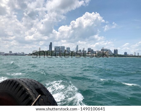A picture of the sea taken from a boat