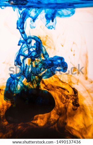 blue and orange liquid photography ink water colors