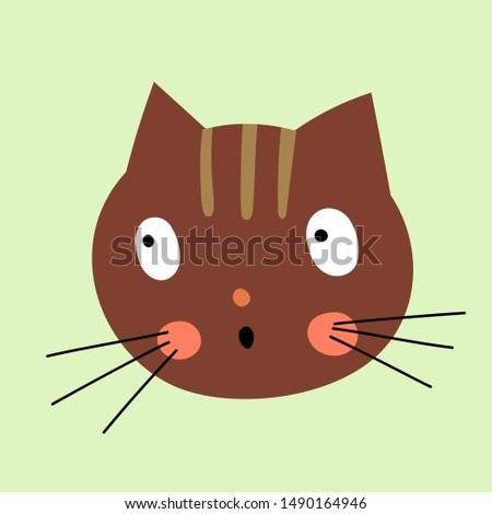Cute  cartoon cat's face talking Meow. Print design for poster or t-shirt. 
