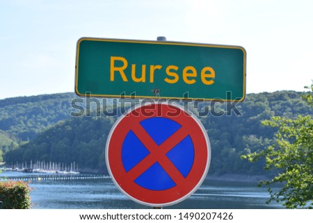 traffic sign notifying that you are entering the dam or reservoir Rursee
