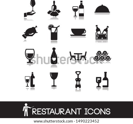 Restaurant icons on white background. 