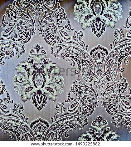 Damask vintage pattern on the material of pastel colors
