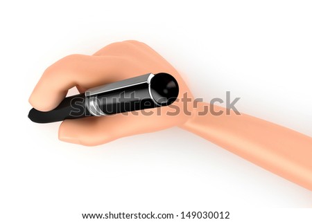 3d render of a hand holding a pen