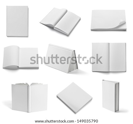 collection of various  blank white  books on white background. each one is shot separately Royalty-Free Stock Photo #149035790