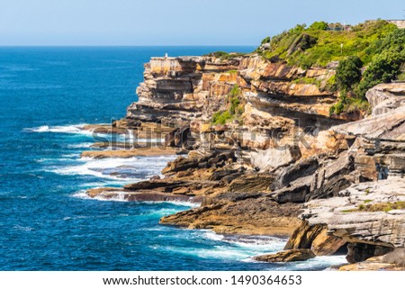 Pacific ocean coastline view from the Bondi to Coogee walk in Sydney
