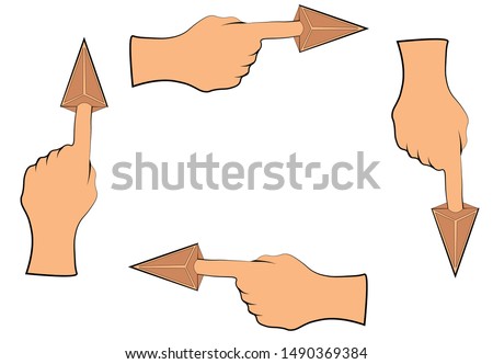 arrows showing directions with finger, direction signs and arrows

