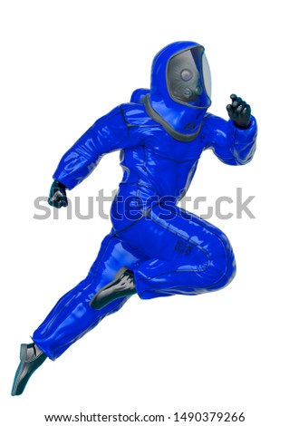 bio hazard man very fast running in a white background, 3d illustration