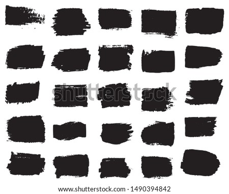 Collection of paint strokes vector. Grunge abstract hand painted element. Black and white strokes with a brush.