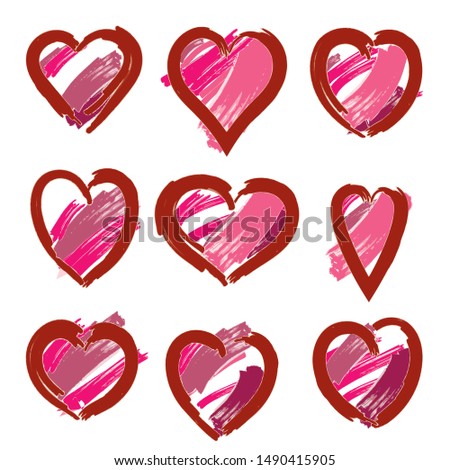 A set of lively hand-drawn heart shapes.