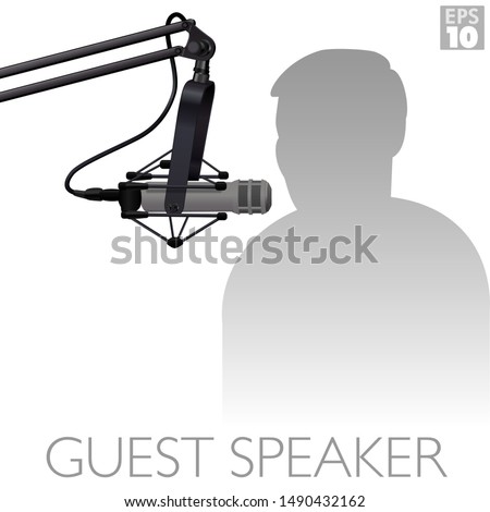 A dynamic microphone used by broadcasters, guest speakers and podcasters to record voice audio professionally. Royalty-Free Stock Photo #1490432162