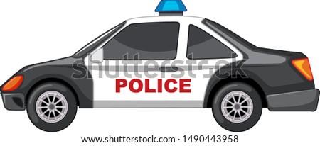 Police car in black and white illustration