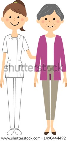 It is an illustration of a nurse and a patient.