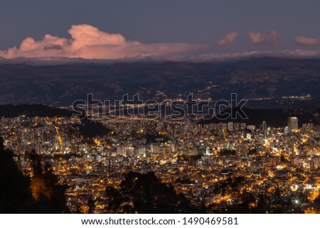 Quito city sunset view from the western highlands