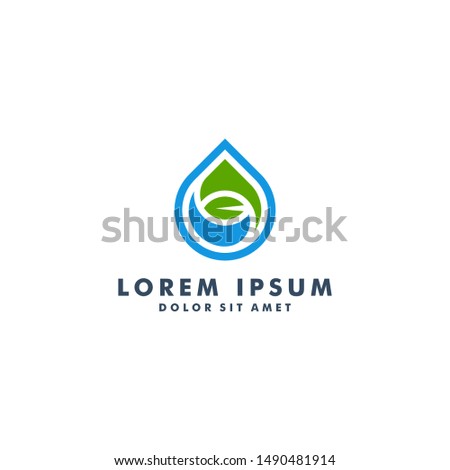 Leaf water drop logo design vector