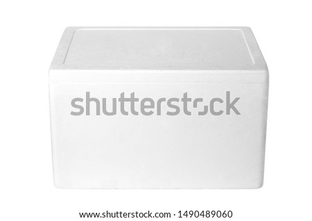 Styrofoam box isolated on white background Royalty-Free Stock Photo #1490489060