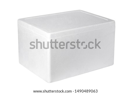Styrofoam box isolated on white background Royalty-Free Stock Photo #1490489063