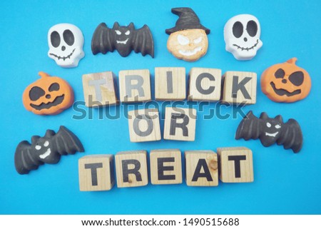 Happy Halloween alphabet letter on Blue background